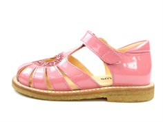 Angulus sandal pink rosa lak med glimmerhjerte (smal)